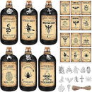 Uiifan 31 Pcs Halloween Potion Bottles Set Including Glass Apothecary Bottles with Cork Stickers and Pendants Halloween Decorations Indoor Party Supplies (Black,8.5 oz) by CozyNest Decor