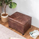Joveco Leather Storage Ottoman, 24" Rectangle Tufted Square Upholstered Bench, Foot Rest Stool with Wood Legs, Footstool for Living Room Bedroom, Coffee by CozyNest Decor