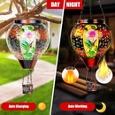 2 Pcs Hummingbird Solar Hot Air Balloon Lantern with Flame, Hot Air Balloon Decorations for Yard Porch Decor, Glass Large Hanging Outdoor Decor, Solar Lantern Waterproof, Hummingbird Gardening Gifts by GreenHaven Gardens