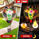 Hummingbird Solar Hot Air Balloon Lantern with Flame, Hot Air Balloon Decorations for Garden Yard Porch Decor, Glass Large Hanging Outdoor Decor, Solar Lantern Waterproof, Hummingbird Gardening Gifts by GreenHaven Gardens