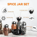 Mlici 6PC Spinning Glass Spice Jars - 360° Rotating Spice Rack Organizer with Jars, Stainless Steel Revolving Seasoning Holder Jars for Countertop Cabinet Kitchen Spices Cruets by CozyNest Decor