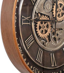 CLXEAST 24 Inch Wall Clock with Moving Gears,Oversized Large Industrial Steampunk Clock, Antique Gold Metal Roman Numeral Wall Clocks for Farmhouse Living Room Decor by CozyNest Decor