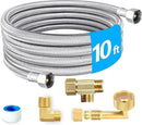 Dishwasher Installation Kit - 10 FT Stainless Steel Braided Dishwasher Hose kit,Food Grade PEX Inner Tube Water Line with Add A Tee,3/8"MIP Elbow,3/8"x3/4"FHT Elbow by CozyNest Decor