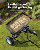 VEVOR Tow Behind Broadcast Spreader, 130LBS Capacity, Tow-Behind Lawn Spreader with 13 in Tires, 30 Adjustable Setting & 9.8 ft Spreading Width, Lawn Spreaders for Seed, Fertilizer, Salt, Ice Melt by GreenHaven Gardens