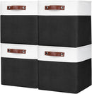 Collapsible Fabric Storage Cubes 11x11 Cube Storage Bins, 4 Pack Closet Baskets Box with Handles for Organizing, Shelf, Toys, Clothes, Home, Office, Nursery (Black&White) by TinyTreasures Baby Boutique