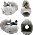 Gnome Fish Sculpture, Garden Animal Statue & Outdoor Decor, Eco-Friendly Resin Gutter Diverter Rain, Decorative Gutter Extension Downspout, Splash Block, Perfect for 3"x4" Downspouts by GreenHaven Gardens
