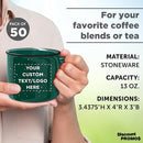 DISCOUNT PROMOS Custom Ceramic Campfire Coffee Mugs 13 oz. Set of 50, Personalized Bulk Pack - Perfect for Tea, Espresso, Cappuccino, Hot Cocoa - Green by TinyTreasures Baby Boutique