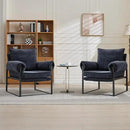 YISHENG Accent Chair with 6-Angle Adjustable Backrest, Chenille Fabric Living Room Chair Upholstered Lounge Chair, Modern Chair Cozy Reclining Chair for Reading Room, Set of 2 Dark Blue by CozyNest Decor