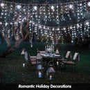 Solar Christmas Lights Outdoor Waterproof Christmas Decorations Curtain Lights 320LED 29.5ft 60 Drops, Solar Powered Rechargeable Fairy Lights for Party, Wedding, Home Decorations(White) by GreenHaven Gardens
