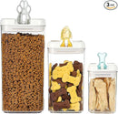 Felli Flip Tite Pet Food Container with Airtight Lids, BPA FREE Acrylic Canister with Paw Bone Fish Flip Top Handles for Cat Dog Kibble Treats Storage, Keep Fresh (Pet Collection Nest-L3pk) by TinyTreasures Baby Boutique