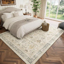 Washable 6x9 Area Rugs for Living Room, Boho Non-Slip Silicone Backing Large Rugs for Bedroom Dining Room Nursery Office, 0.3" Neutral Oriental Throw Carpet with 0.16" Cushioning Pad, Grey/Multi by TinyTreasures Baby Boutique