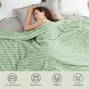 Amélie Home Faux Fur Throw Blanket for Couch, Cozy Fuzzy Fluffy Fur Luxurious Soft Striped Plush Gift Blankets for Family Sofa Chair Bed Living Room Bedroom, 55"x70", Sage Green by CozyNest Decor