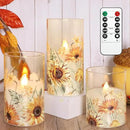 MELTONE Autumn Sunflower Flameless Candles Remote Real Wax Flickering Battery Operated Glass Candles - Home Party Bedroom Birthday Christmas Summer Fall Decorations by CozyNest Decor