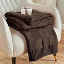 CozeCube Check Knit Throw Blanket, Dark Brown Checkered Throw for Couch, Decorative Christmas Soft Cozy Warm Knitted Blanket for Bed Sofa Living Room, 60"X80" by CozyNest Decor
