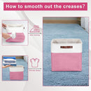 13x13 Cube Storage Bins, Collapsible Fabric Storage Box, 4 Pack Closet Baskets with Handles for Organizing, Shelf, Toys, Clothes, Home, Office, Nursery (Pink&White) by TinyTreasures Baby Boutique
