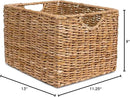 BIRDROCK HOME Storage Shelf Organizer Baskets with Handles - Handwoven Abaca Seagrass Wicker Basket for Pantry, Living Room, Office & Bathroom, Versatile Under Shelf Storage - Set of 3, Natural by CozyNest Decor