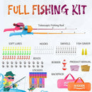 Kids Fishing Pole, Telescopic Fishing Rod, Toddler Collapsible Fishing Rod and Reel Combo with Tackle Box, Fishing Line, Bobber, and Soft Lures for Boy, Girl, Youth, Beginner, Over 4 Years Old by TinyTreasures Baby Boutique