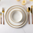 GBHOME Ceramic Dinnerware Sets for 4, 12 Pieces Stoneware Plates and Bowls Sets, Scratch Resistant Dishes, Dishwasher & Microwave Safe, Reactive Glaze-White by CozyNest Decor