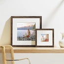 Vittanly 8x8 Picture Frames Set of 9, Shatter Resistant Plexiglass, Display 4x4 Pictures with Mat or 8x8 without Mat, Photo Frames for Wall Mount, Engineered Wood, Brown by CozyNest Decor