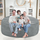 6FT Bean Bag Chair, Large Bean Bag Chairs with Memory Foam Filled, Fluffy Beanbag Sofa with Dutch Velvet Cover, Round BeanBag Chairs for Living Room, Playroom - Light Grey by TinyTreasures Baby Boutique