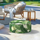 LVTXIII Outdoor/Indoor Round Inflatable Ottoman, All Weather Patio Footstool, Portable Footrest Seat for Patio Garden, Camping or Home, 21"x21"x9", Swaying Palms Green by CozyNest Decor
