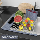 LEMIKKLE Roll Up Dish Drying Rack 17.5" x 15.2" Over The Sink Dish Drying Rack, Multi-Purpose Kitchen Rolling Dish Drainer Foldable SUS 304 Stainless Steel Dish Drying Rack by CozyNest Decor