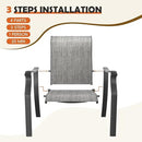 UDPATIO Patio Dining Chairs Set of 6, High Back Wide Seat Outdoor Furniture Chairs with All Weather Breathable Textilene, for Lawn Garden Backyard Deck, Grey White by GreenHaven Gardens