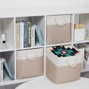 Bidtakay Fabric Storage Baskets for Organizing Beige 13 Inch Collapsible Square Baskets 3 Pack Organization Bins Large Cube Storage Bins Closet Baskets for Shelves Clothes by TinyTreasures Baby Boutique