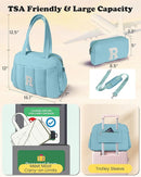 Duffle Bag, Weekender Bags for Girl，Gift for Everyone-Initial Overnight Bag with Wet Pocket，Lightweight Dance Bags Personalized Gymnastics bag with Makeup Pouch by TinyTreasures Baby Boutique