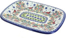 Blue Rose Polish Pottery Winter Cardinal Medium Rectangular Serving Platter by CozyNest Decor