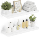 Floating Shelves for Wall 24 inchs Long, 9.1” deep x 1.5” Wall Shelf for Bedroom, Bathroom, Living Room, Kitchen, Office Home Decor, Deep Wood Shelves with Invisible Brackets, Set of 2 White by CozyNest Decor