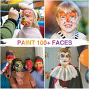 VESPRO Face Painting Kit For Kids Party,32 Colors Professional Oil Face&Body Paint Kit with 10 Brushes 4 Reusable Face Stencils,2 Glitters and 2 Sponges for Kids and Adults Halloween Makeup by TinyTreasures Baby Boutique
