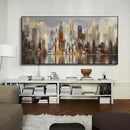 Mofutinpo Large Black Framed Cityscape New York abstract wall art Brown City Theme Paintings Modern Canvas office wall decor living room modern artwork Size 30x60 by CozyNest Decor