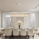 Rectangle K9 Crystal Chandelier,10 Lights Modern Rectangular Hanging Ceiling Pendant Light Fixture for Dining Room Kitchen Island,Polished Chrome Finish L47''xW10''xH10'' by CozyNest Decor