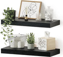 Black Floating Shelves for Wall, 16 inchs x 6.7” deep x 1.4” Wall Shelf for Bathroom Bedroom, Living Room, Kitchen, Office Home Decor, Narrow Wood Shelves with Invisible Brackets Set of 2 by CozyNest Decor