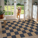 Lahome Checkered Easy Jute Indoor Outdoor Carpet, 3x5 Washable Rugs for Entryway Living Room Farmhouse Area Rug, Non Slip Blue Checkerboard Indoor Door Mat for Entry Patio Deck by CozyNest Decor