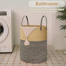 Large Woven Laundry Basket Hamper,100L Cotton Rope Storage Bin for Blankets,Toys and Clothes,Decorative Tall Nursery Hamper for Living Room,Baby Nursery,Bathroom and Bedroom,Brown and Black by CozyNest Decor