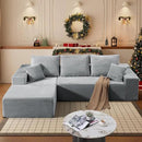 HYJT-H&K Modular Sectional Sofa Cloud Couch, 107" Comfy L Shaped Sectional Couches for Living Room, Deep Seat Memory Foam Plush Fluffy Corduroy Boneless Couch Sectionals Left Facing Sofa Chaise Grey by CozyNest Decor