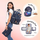 Dikaslon Diaper Bag Backpack with Portable Changing Pad, Pacifier Case and Stroller Straps, Large Unisex Baby Bags for Boys Girls, Multipurpose Travel Back Pack Moms Dads, Navy Blue by TinyTreasures Baby Boutique
