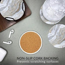 Emerson Coasters for Drinks Absorbent – Natural Stone Drink Coasters Set with Holder, Coasters for Coffee Table, Wooden Tabletop Protection Marble Style – 100% Heavy Duty Set of 6 (Sky) by CozyNest Decor
