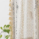 Sutuo Home Boho Sheer Curtain Valance Tier Crochet Lace with Bohemian Hollow Knitted Handmade Tassels, Short Farmhouse Window Treatment for Kitchen Cafe, Rod Pocket, 1 Panel 59" W x 24" L, Beige by CozyNest Decor