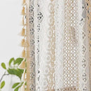 Sutuo Home Boho Sheer Curtain Valance Crochet Lace with Bohemian Hollow Knitted Handmade Tassels, Short Farmhouse Window Treatment for Kitchen Cafe, Rod Pocket, 1 Panel 59" W x 18" L, Beige by CozyNest Decor