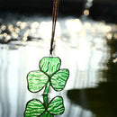 Handmade Stained Glass Clover Suncatcher Glass Panel St. Patrick's Day Christmas Decor for Garden Outdoor Indoor Window Hanging Decoration by GreenHaven Gardens