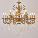 Vintage 10 Arms Crystal Chandelier Candle Light Fixture for Dining Room Living Room Bedroom Hallway Entryway Antique Gold Finish (34"-15 Lights) by CozyNest Decor