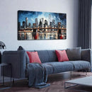 Brooklyn Bridge Wall Decor for Living Room City Canvas Wall Art for Office Blue and Black Bedroom Wall Art 24 x 48 Inch by CozyNest Decor