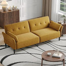 89” Futon Sofa Bed,Comfy Futon Couch Bed with 2 Square Pillows, Convertible Sleeper Sofa with Adjustable Backrest& Armrests, Modern Loveseat Sleeper for Living Room, Bedroom, Yellow by CozyNest Decor