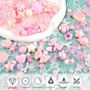 Assorted 170-230PCS Pink Acrylic Beads for Bracelet Making, Flower Bow Butterfly Candy GummyBear Aesthetic Bracelet Charms,Cute Beads for Jewelry Making DIY Necklace Keychain Phone Charm by TinyTreasures Baby Boutique