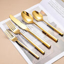 Mirror Silverware Set Gold Flatware Set with Hexagon Handle 20 Pieces 18/0 Stainless Steel Cutlery Set Wedding Housewarming Gift Service for 4 (Mirror gold) by CozyNest Decor