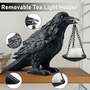 Raven Gothic Home Decor Fake Crow Light Holder Raven Lamp Tealight Candle Holder Resin Raven Statue Wearing Silver by CozyNest Decor