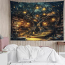 HVEST Fantasy Library Bookshelf Wall Tapestry Fairytale Tree Magic Bookshelf Tapestry Wall Hanging Retro Vintage Tapestries for Classroom Study Room Bedroom Living Room Dorm, 70.9L x 92.5W Inches by CozyNest Decor